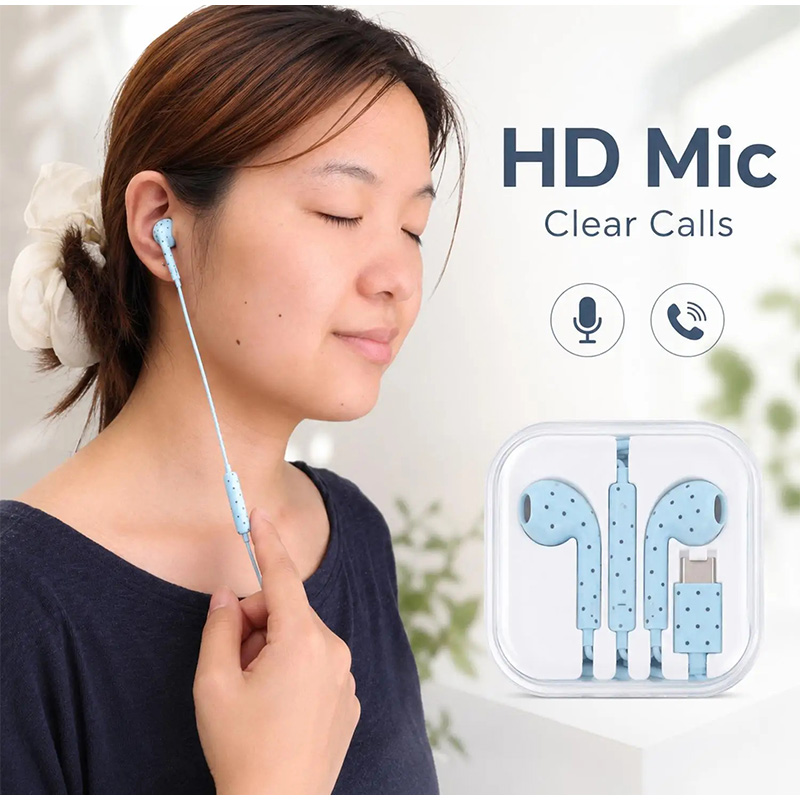 Type C Earphones Polka Dot Sta - Wired Earphone Mic 评论和价格