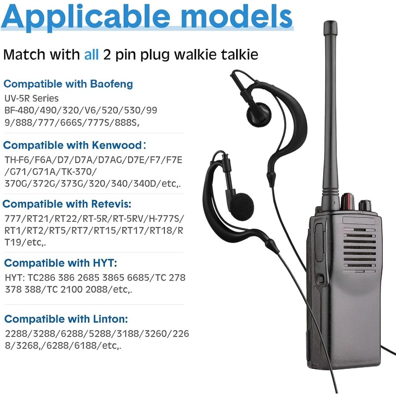 10pcs Walkie Talkie Earpiece w - Wired Earphone Mic 评论和价格